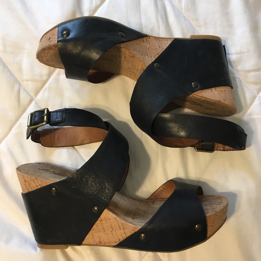 Cork Wedge Sandal Ankle Wrap Soft Leather